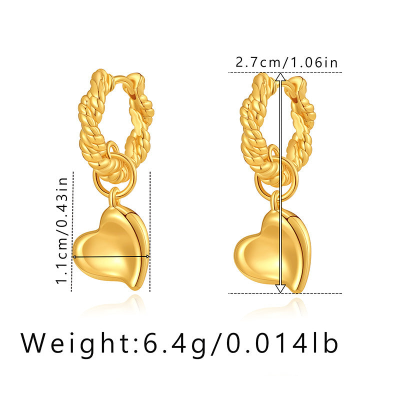 Antique Rope Heart Leaf Drops Earrings