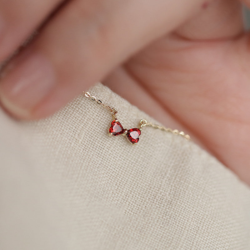 Twin Hearts Bowlace Necklace