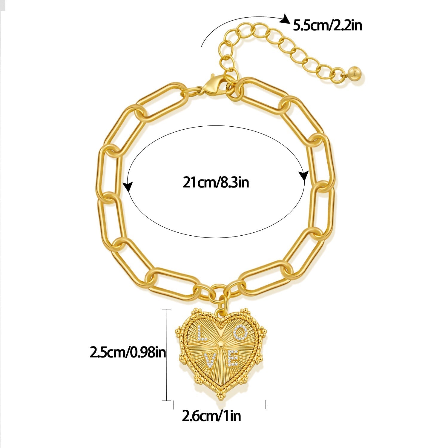 The Golden Heart Charm Bracelet