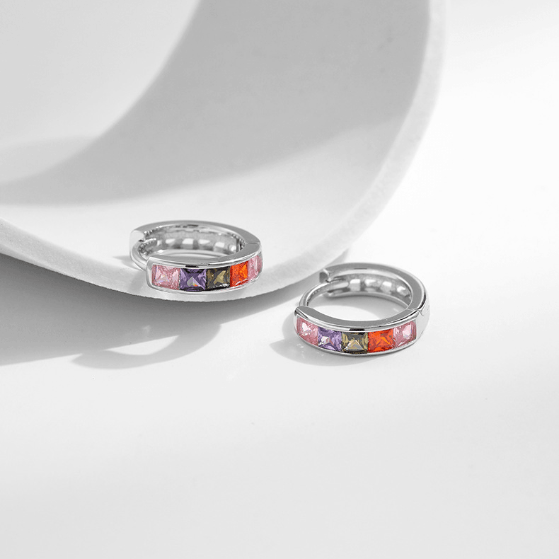 Prismatic Shimmer Huggie Earrings