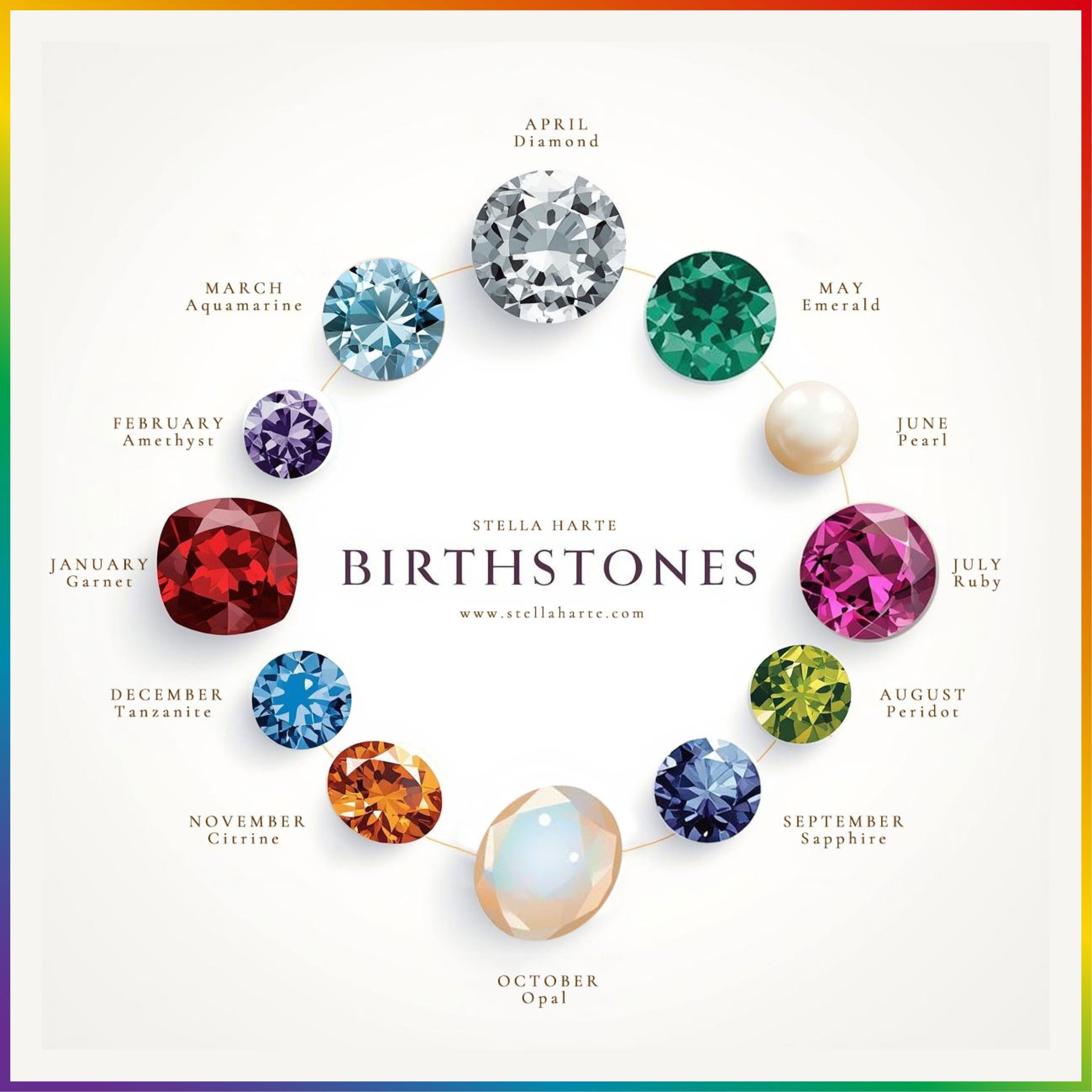 Birth Bar Gem Charm Necklace
