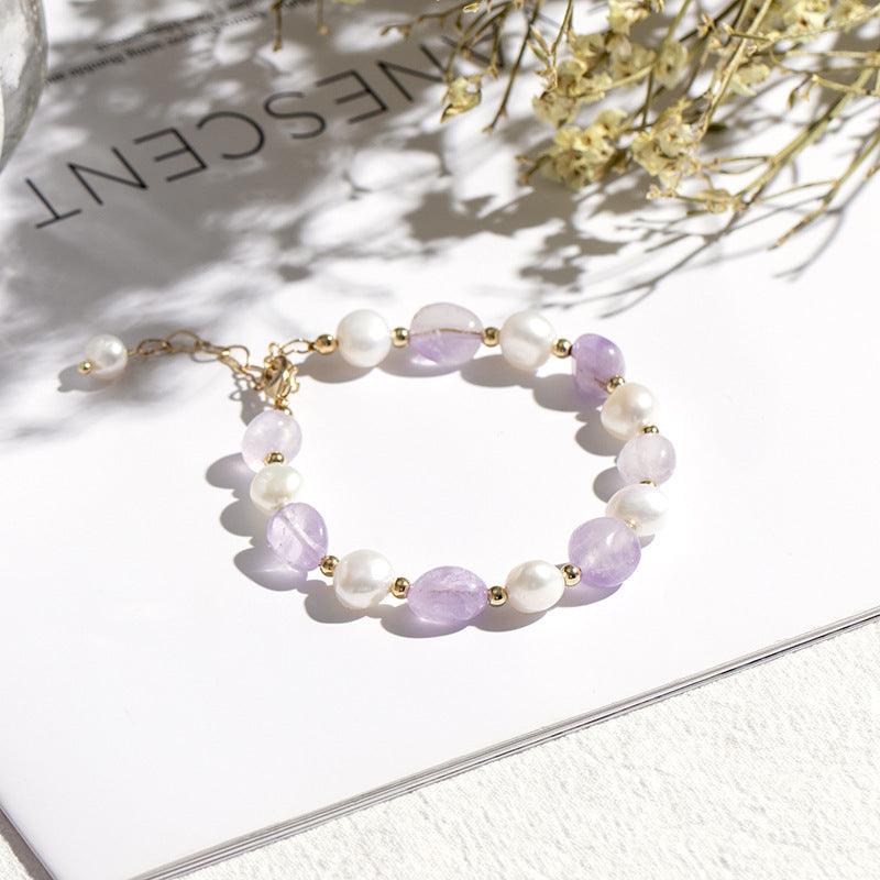 Amethyst Pearl Elegance Bracelet
