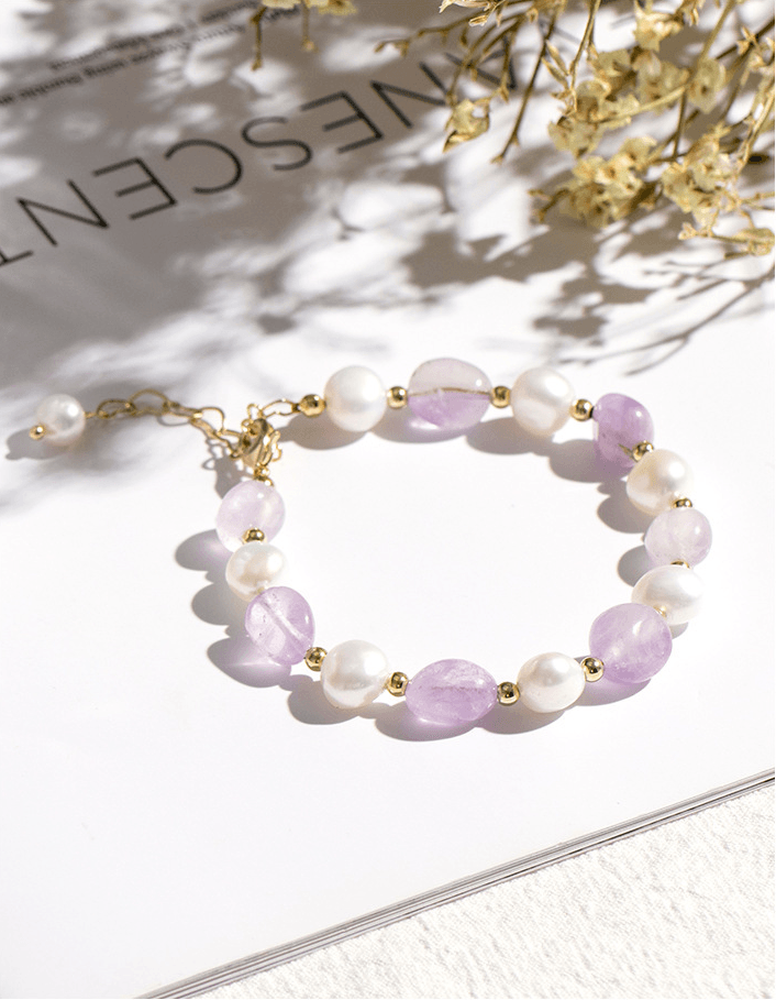 Amethyst Pearl Elegance Bracelet