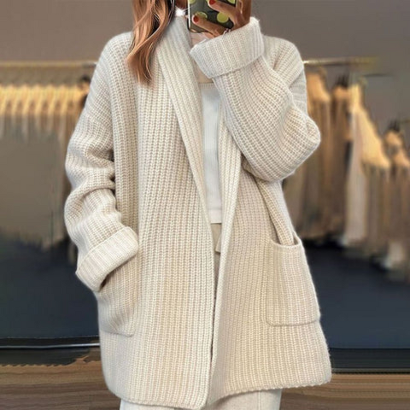Lynelle. - Knitted Wool Cardigan With Pockets